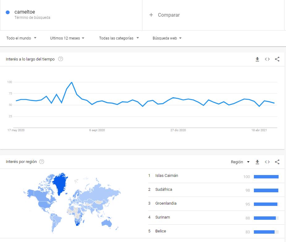 Busquedas termino Cameltoe google trends