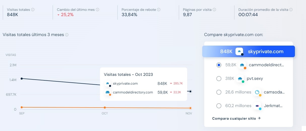 Trafico promedio de Skyprivate - MaJu Studios